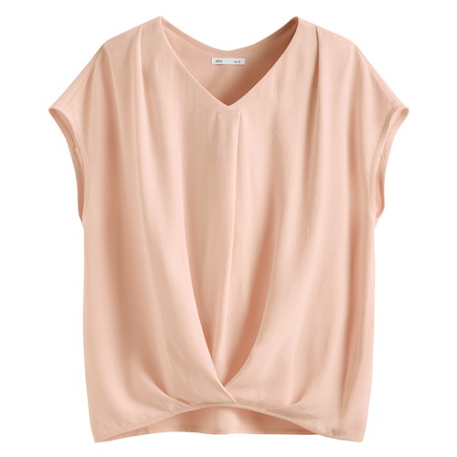 輕柔連袖寬版抓皺上衣-女