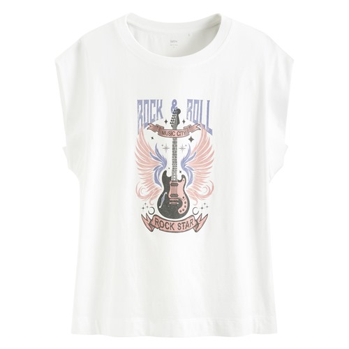 純棉寬版復古美式印花無袖上衣-女