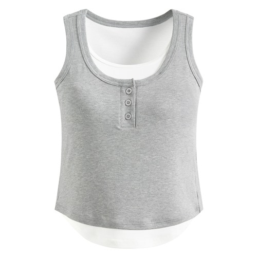 Bra輕柔假兩件背心-女