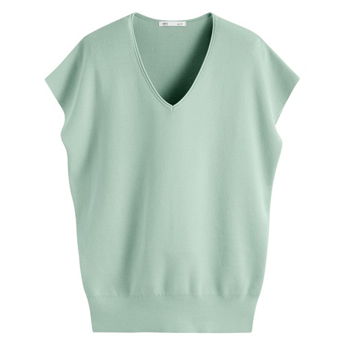 V領寬版連袖針織衫-女