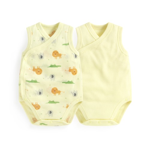 純棉網眼無袖印花包臀衣(2入)-Baby