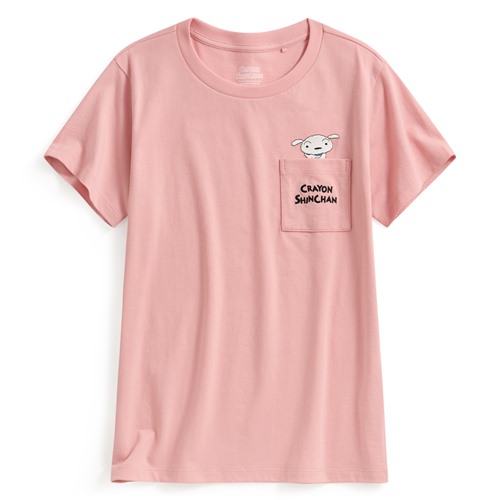 蠟筆小新口袋電繡T恤-05-女