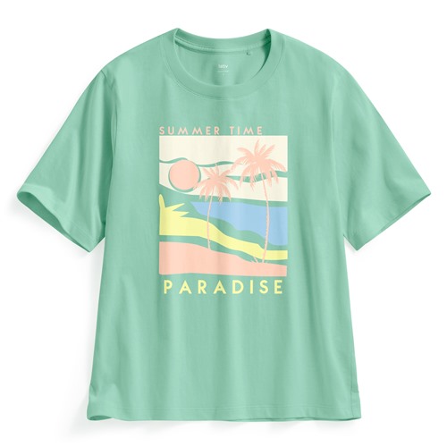 夏日時光寬版印花T恤-女