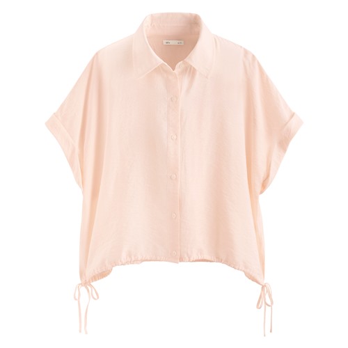 短版綁帶短袖襯衫-女