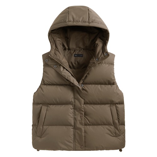 極暖羽絨寬鬆連帽背心-女