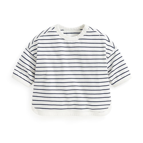 純棉條紋寬版七分袖T恤-Baby