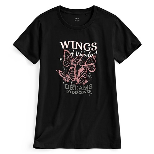 夢幻翅膀印花T恤-女