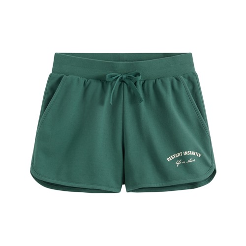 小毛圈文字印花短褲-女