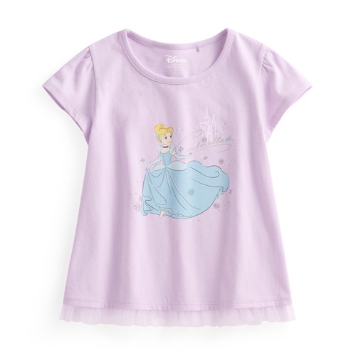 迪士尼系列網紗拼接印花T恤-47-童