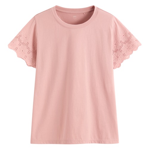 柔滑棉蕾絲袖上衣-女