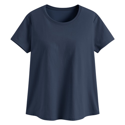 輕涼棉質Bra圓領寬襬T恤-女