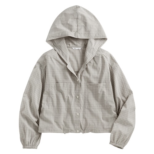 輕薄格紋連帽外套-女
