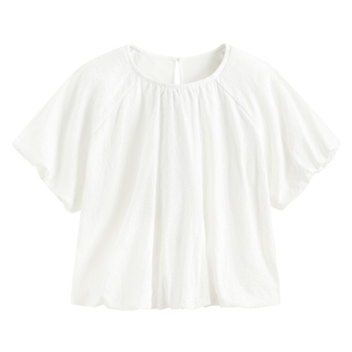 棉質花瓣蕾絲澎袖上衣-女