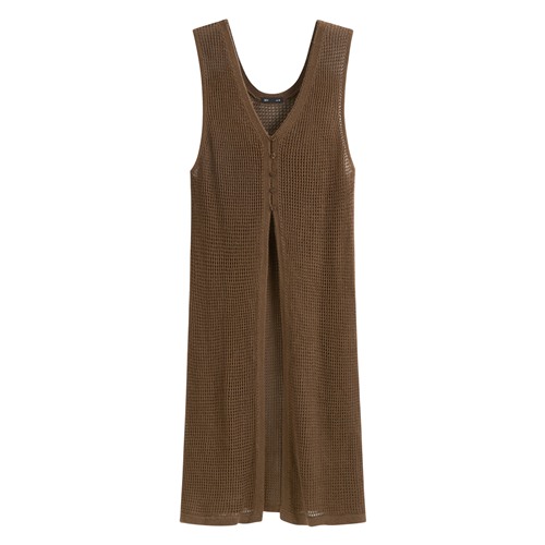 鏤空針織長版背心-女