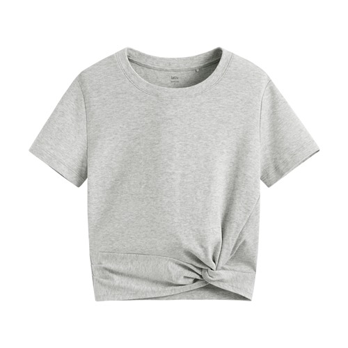 純棉扭結短版T恤-女