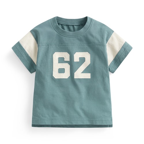 純棉文字寬版拼接T恤-Baby