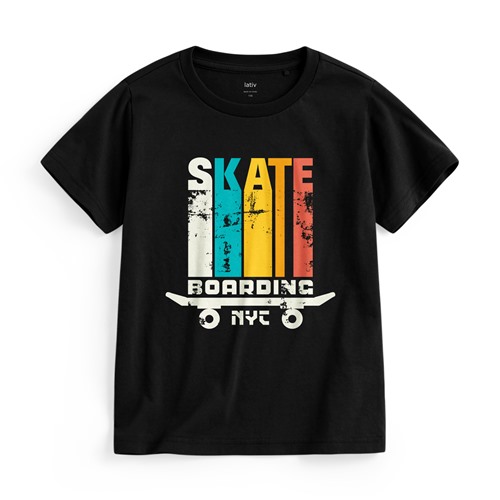 滑板印花T恤-童