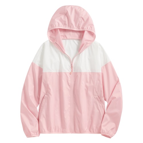抗UV輕型配色連帽風衣外套-女
