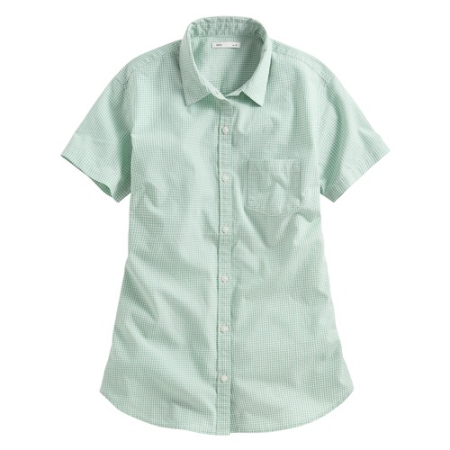 格紋短袖襯衫-女