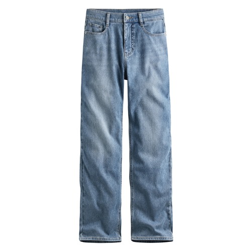 高腰直筒落地牛仔褲-女