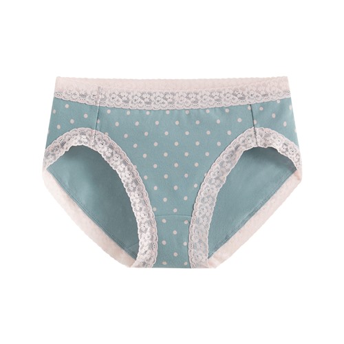 棉質蕾絲點點中腰內褲-女