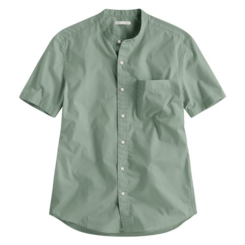 柔棉立領短袖襯衫-男