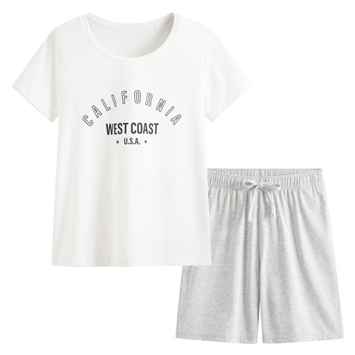 快乾棉文字印花家居套裝-女