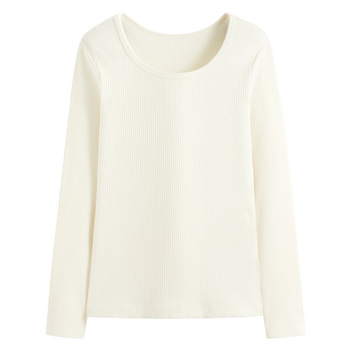 羅紋U領長袖T恤-女