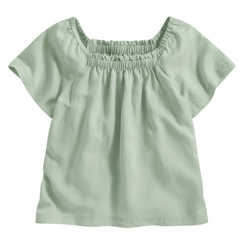 亞麻混紡方領寬版上衣-女