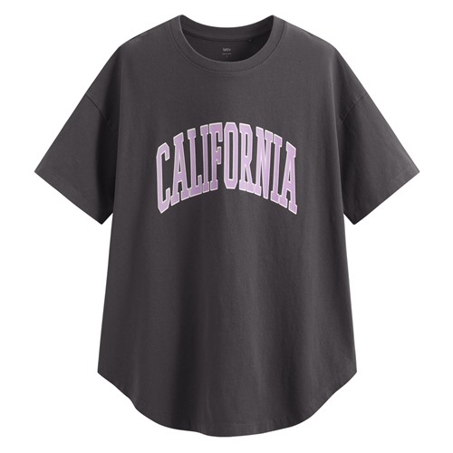 粗紡寬長版文字印花T恤-女