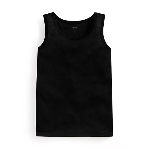 輕涼網眼圓領背心-童