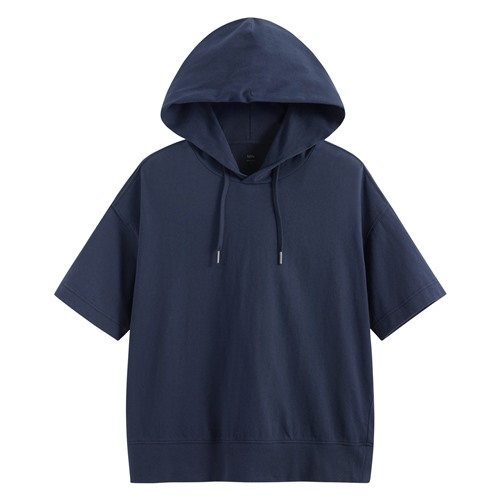 純棉厚寬版連帽上衣-女