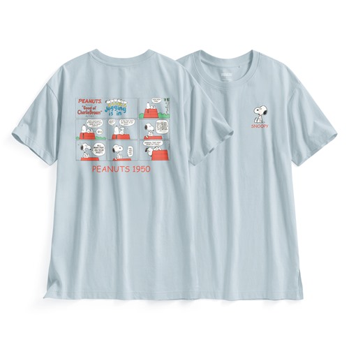 史努比系列寬長版印花T恤-20-女