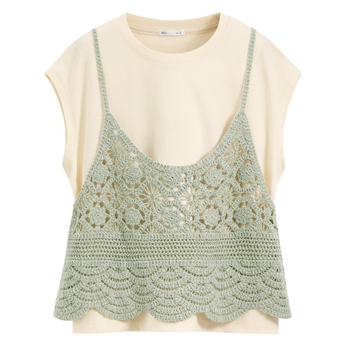 兩件式針織吊帶上衣-女