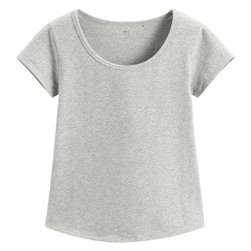 彈力大圓領短版T恤-女