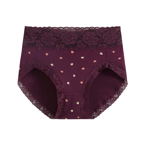 棉質蕾絲小花印花高腰內褲-女
