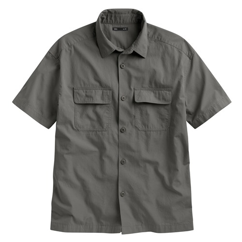 工裝寬版短袖襯衫-男