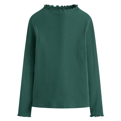 羅紋木耳邊小立領T恤-女