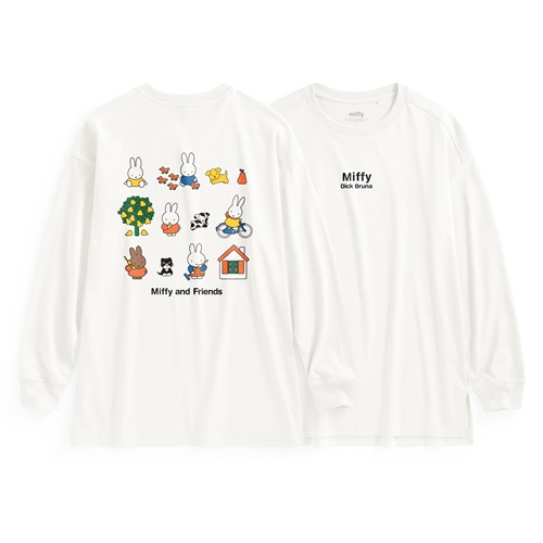 Miffy and Friends寬長版長袖印花T恤-07-女