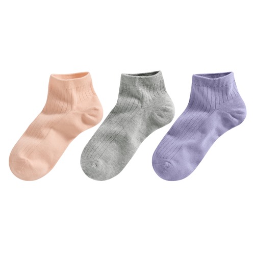 寬羅紋短襪(3入)-女