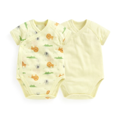 純棉網眼印花包臀衣(2入)-Baby