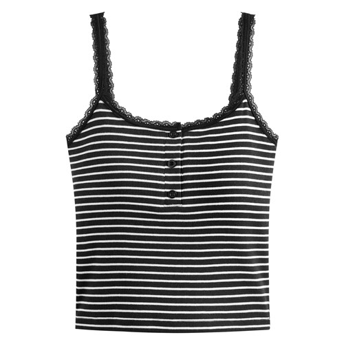 Bra條紋蕾絲細肩帶背心-女