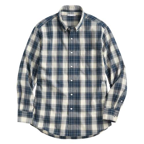 格紋長袖襯衫-男