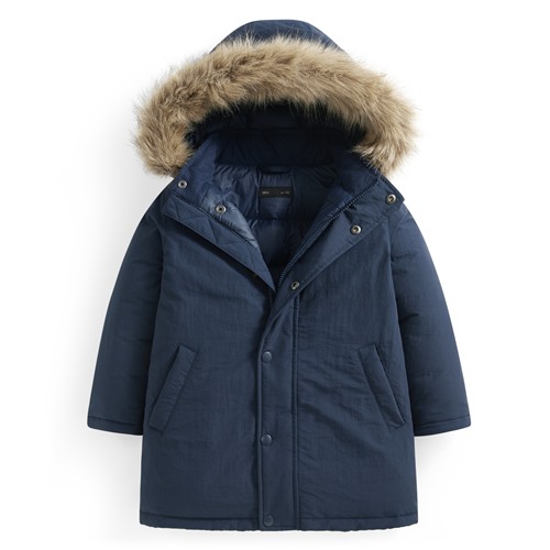 極暖羽絨中長版連帽外套-童