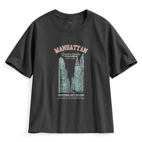 城市之心寬版印花T恤-女