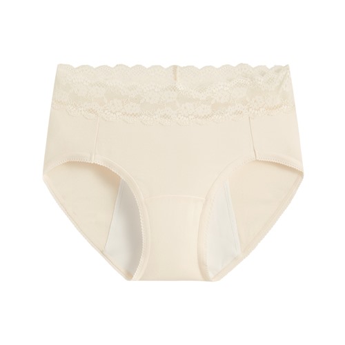 棉質蕾絲高腰防水層生理褲-女