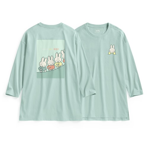 Miffy and Friends寬長版八分袖印花T恤-10-女