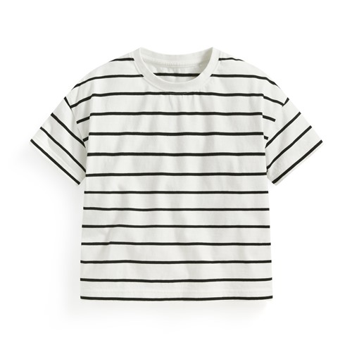 純棉條紋寬版落肩T恤-童