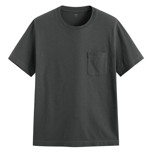 竹節棉口袋圓領T恤-男