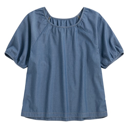 輕型牛仔泡泡袖上衣-女